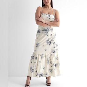 NWT ‼️ Floral Square Neck Tiered Poplin Maxi Dress